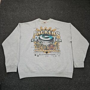 Vintage 1997 Green Bay Packers Super Bowl XXXI Champions Sweatshirt Mens XL Gray